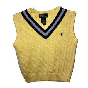 Polo by Ralph Lauren Boys Size 5 Yellow Blue Striped V-Neck Vest.